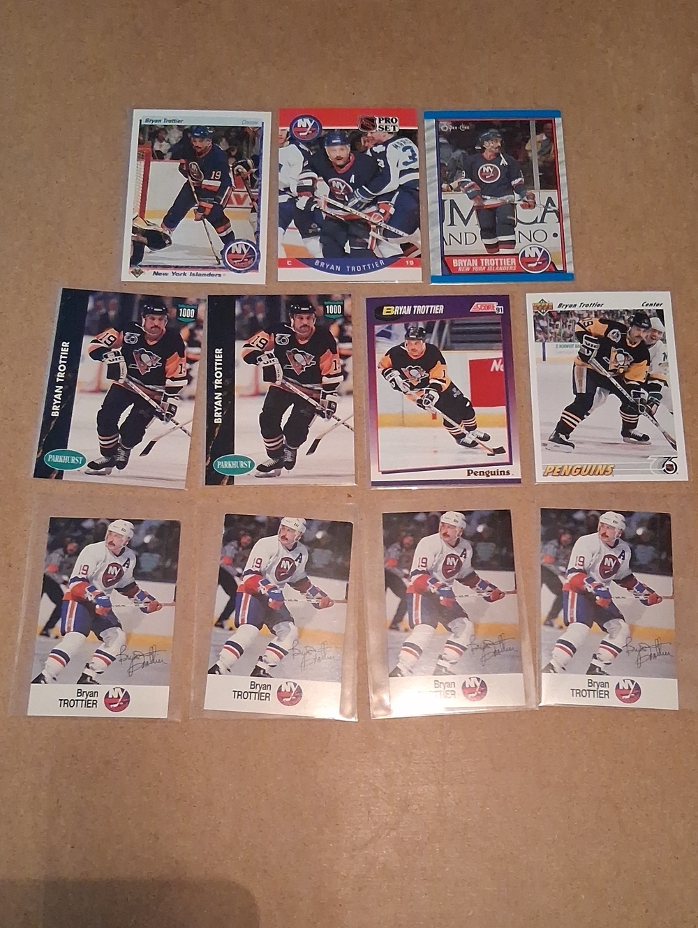 Bryan Trottier Hockey Card Lot - White, Black & Navy Cards